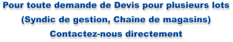 Pour toute demande de Devis pour plusieurs lots (Syndic de gestion, Chaîne de magasins) Contactez-nous directement